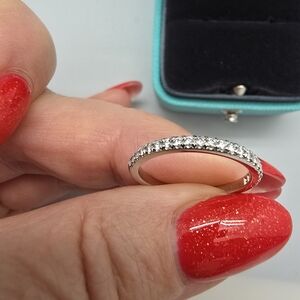 $2850 Tiffany Co Soleste Half Eternity Platinum Diamond Band Ring Sz 7